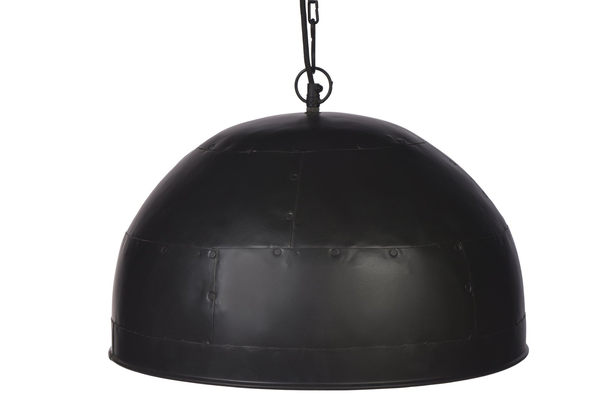 Noir Small - Black With White Interior - Small Iron Dome Pendant Light-abc