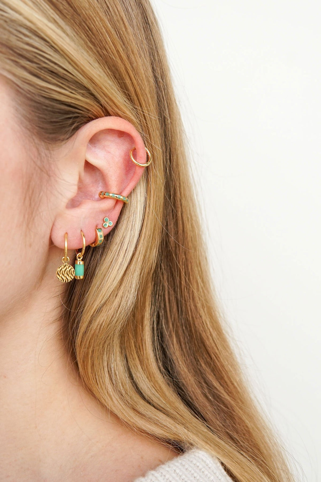 Aqua bay drop earring gold plated-abc