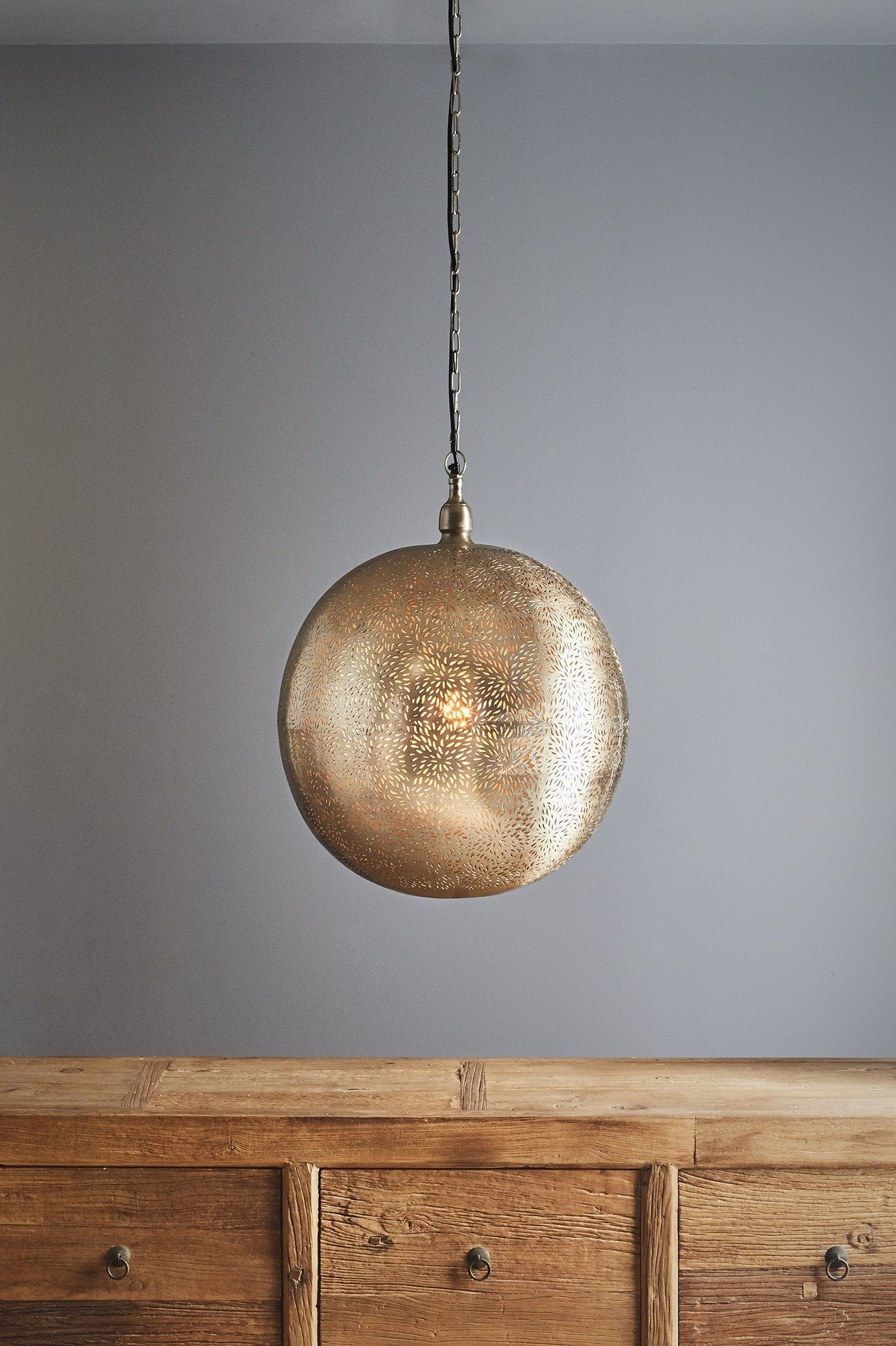 Orion Large - Nickel - Perforated Ball Pendant Light-abc