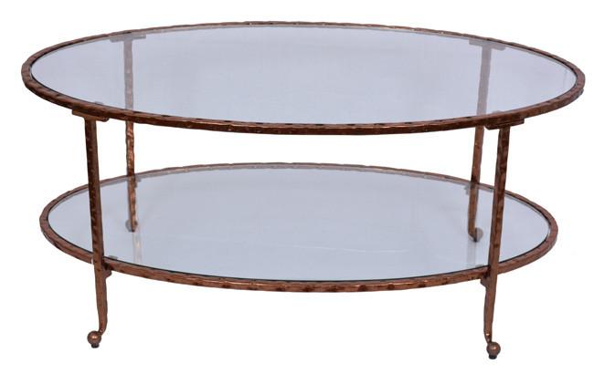OVAL COFFEE TABLE - Copper Leaf-abc