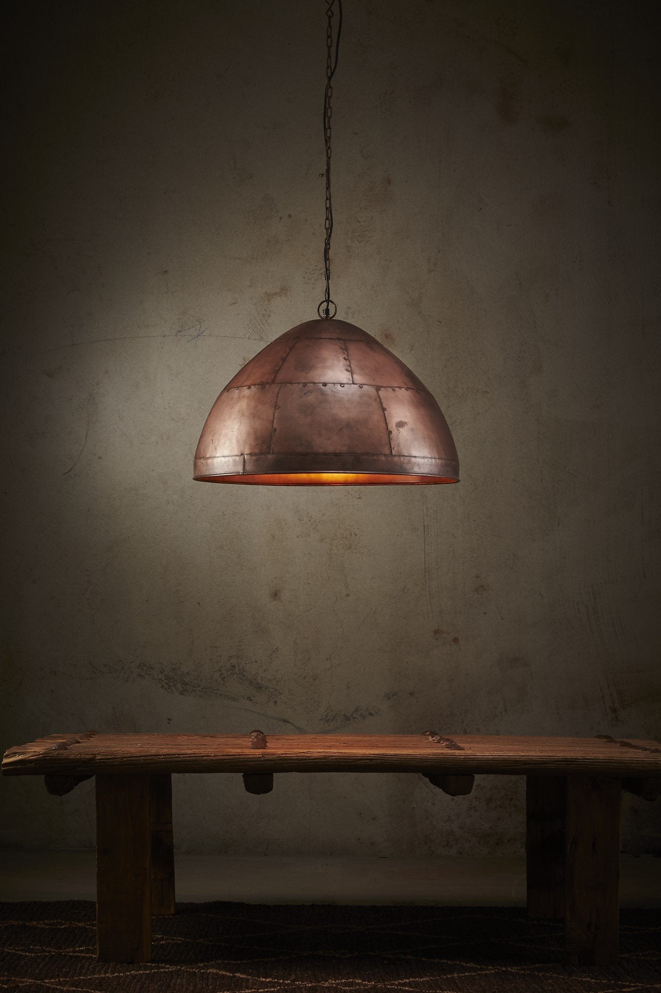 P51 Small - Antique Copper - Iron Riveted Dome Pendant Light-abc