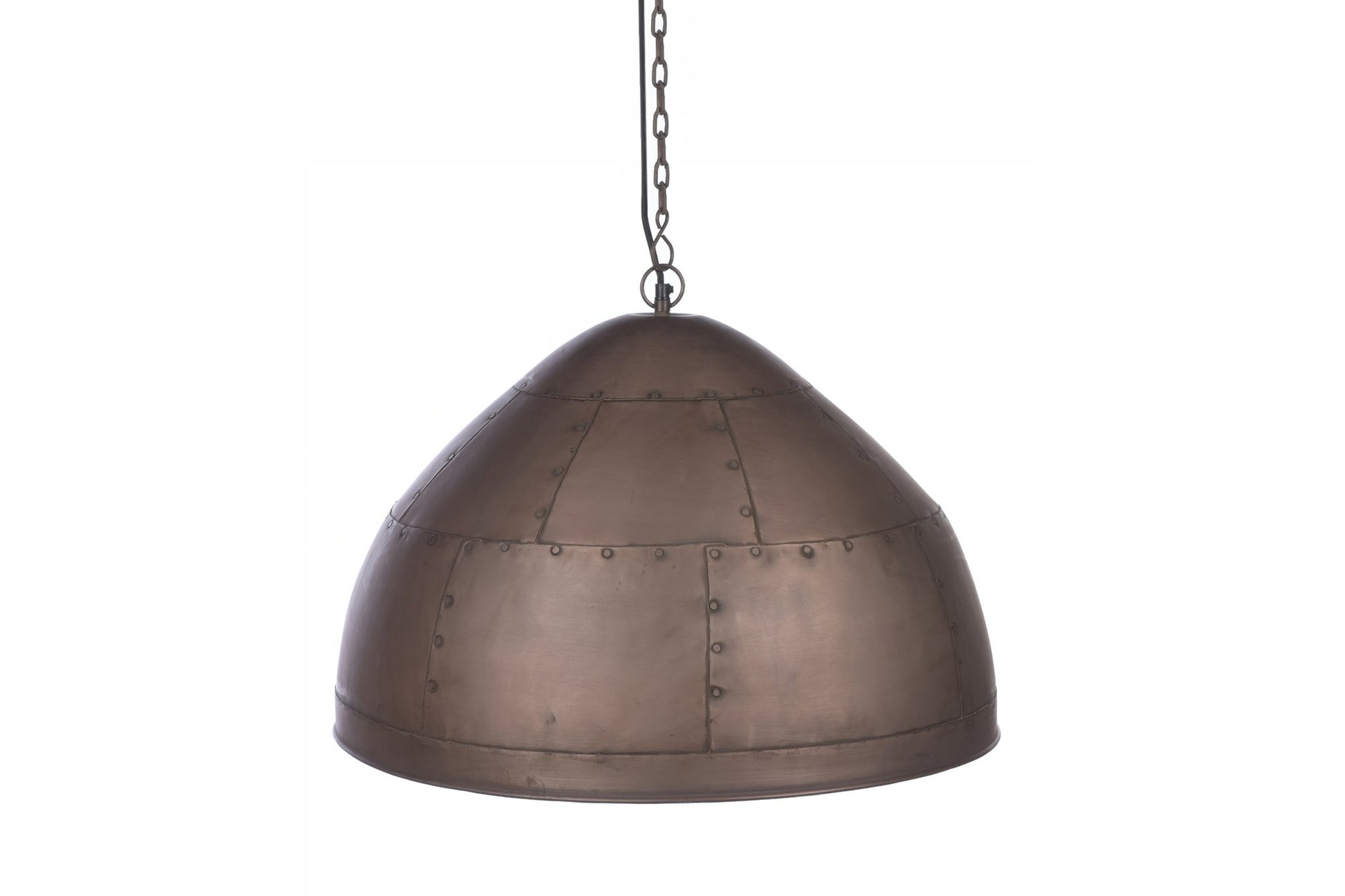 P51 Large - Antique Copper - Iron Riveted Dome Pendant Light-abc