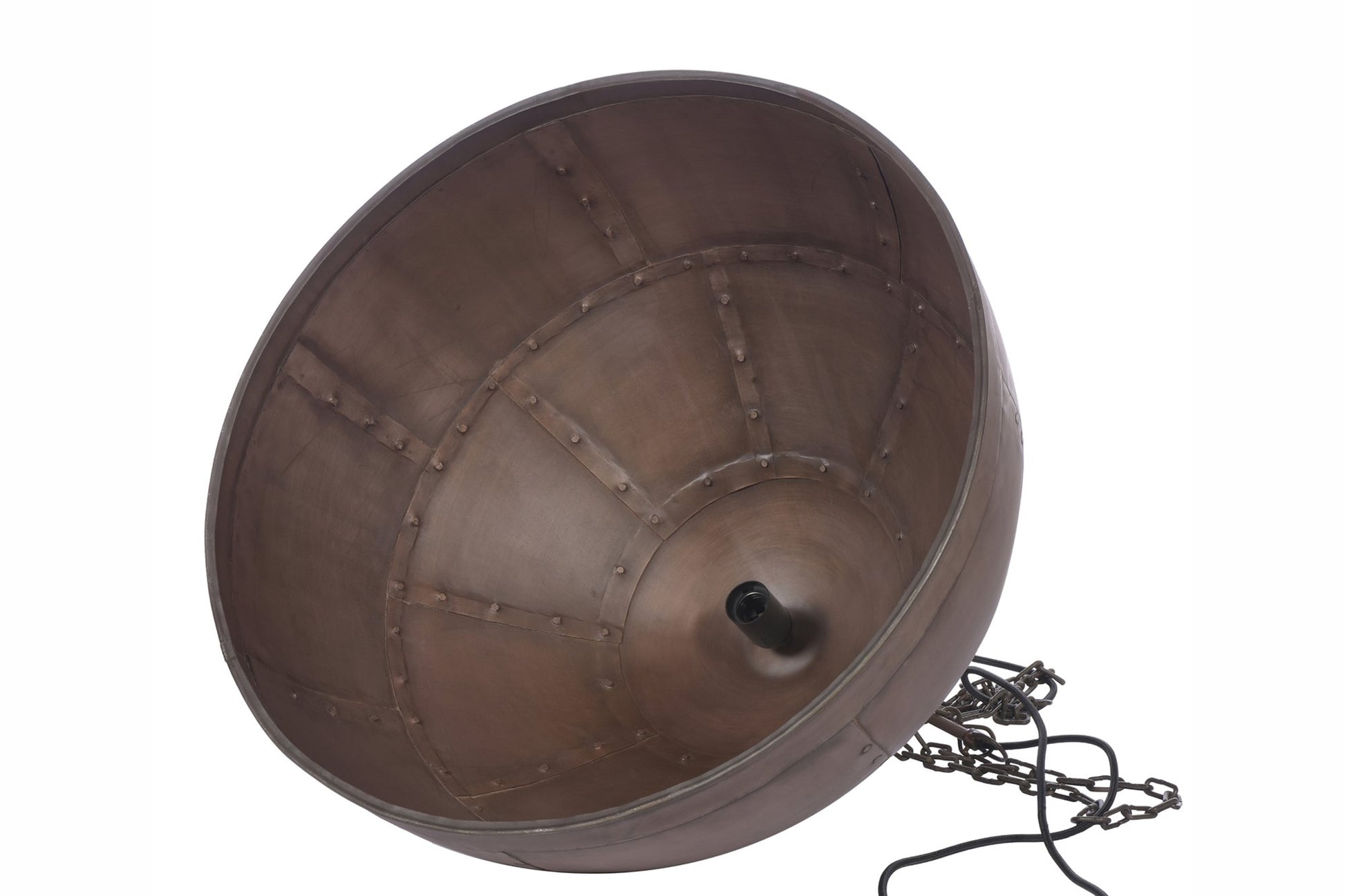 P51 Large - Antique Copper - Iron Riveted Dome Pendant Light-abc