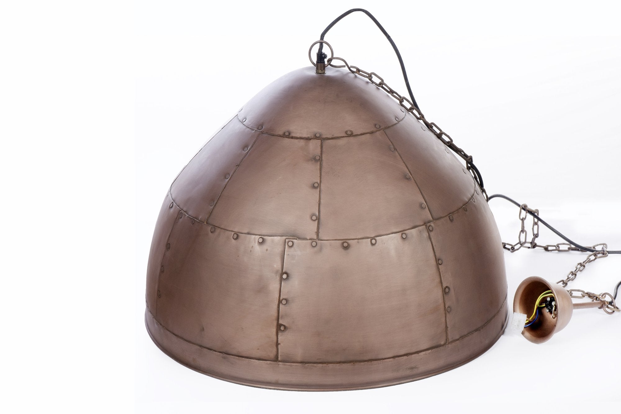 P51 Medium - Antique Copper - Iron Riveted Dome Pendant Light-abc