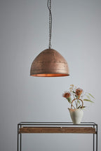P51 Small - Antique Copper - Iron Riveted Dome Pendant Light-abc
