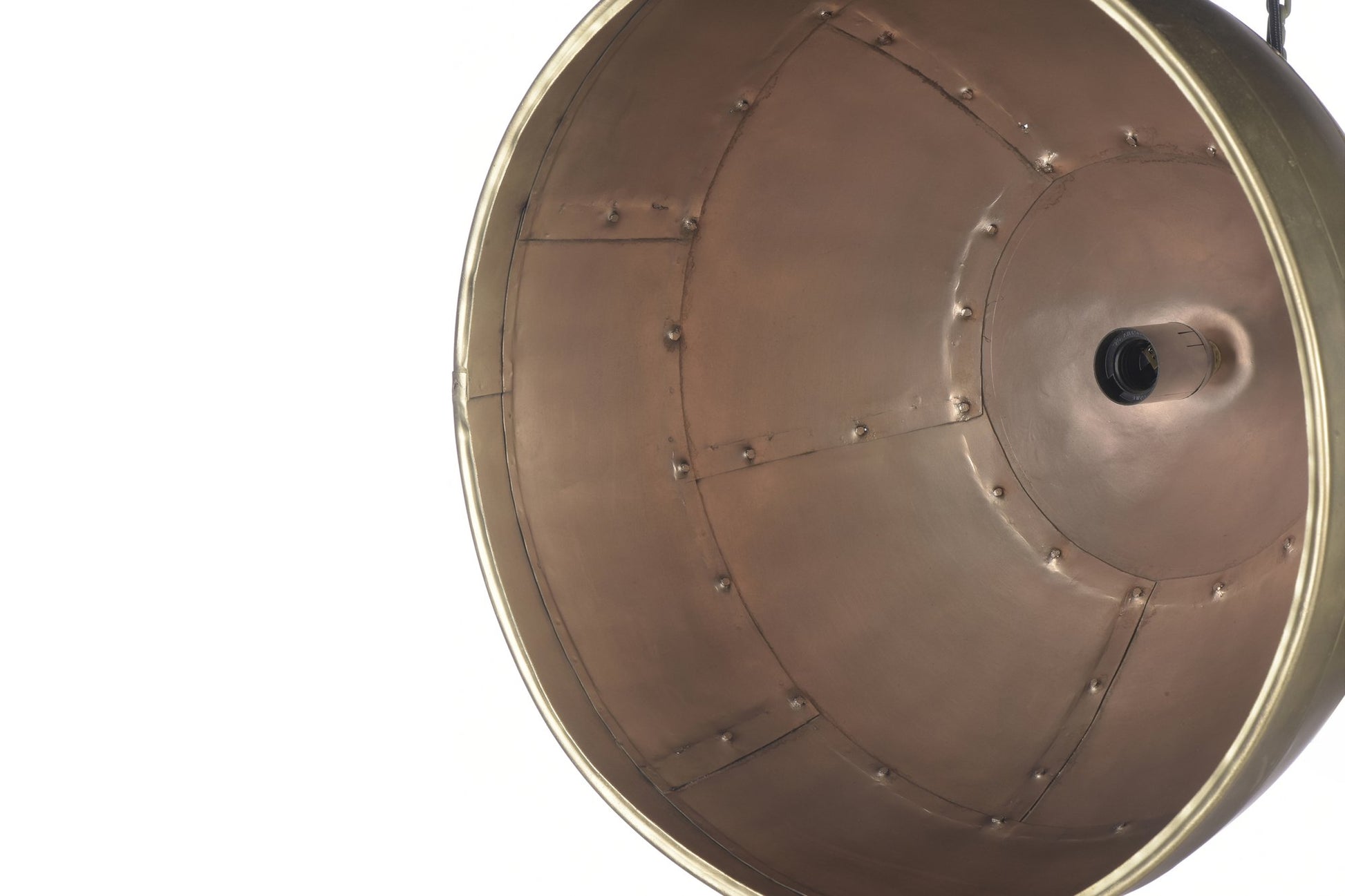 P51 Small - Antique Brass - Iron Riveted Dome Pendant Light-abc