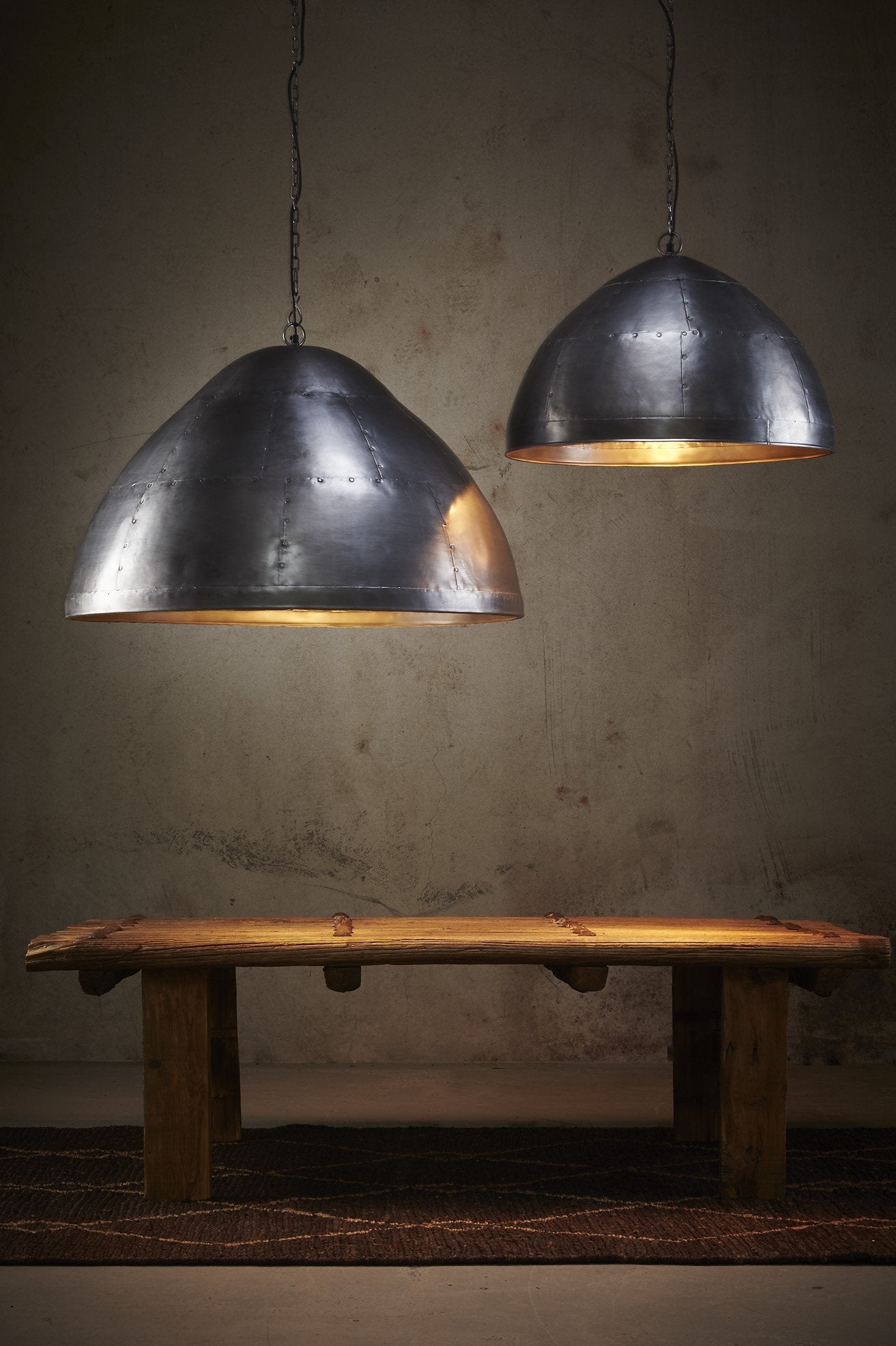 P51 Small - Zinc - Iron Riveted Dome Pendant Light-abc