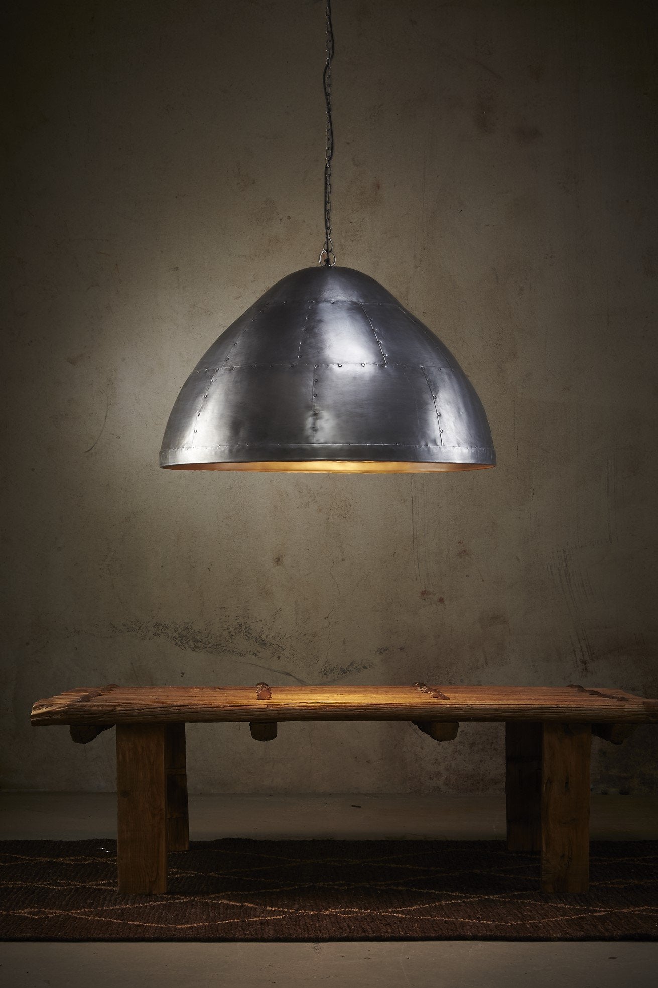 P51 Large - Zinc - Iron Riveted Dome Pendant Light-abc