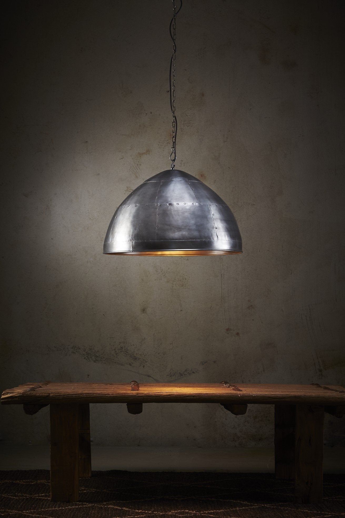 P51 Small - Zinc - Iron Riveted Dome Pendant Light-abc