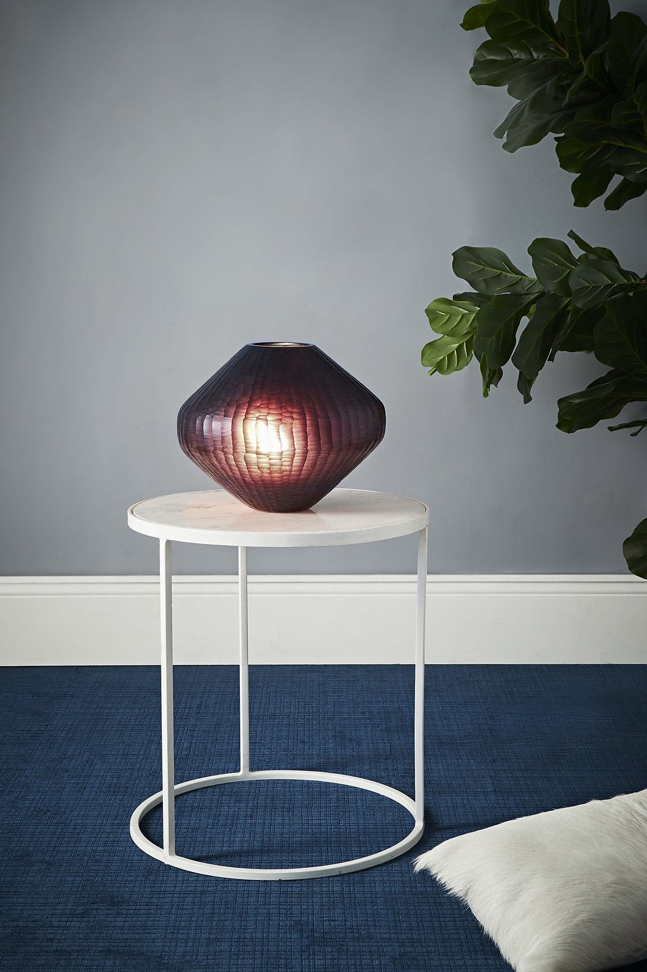 Paris Small - Ruby - Small Freeform Hand Cut Art Glass Table Lamp-abc