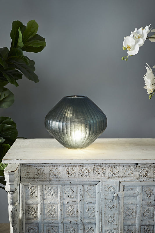 Paris Small - Bottle Green - Small Freeform Hand Cut Art Glass Table Lamp-abc