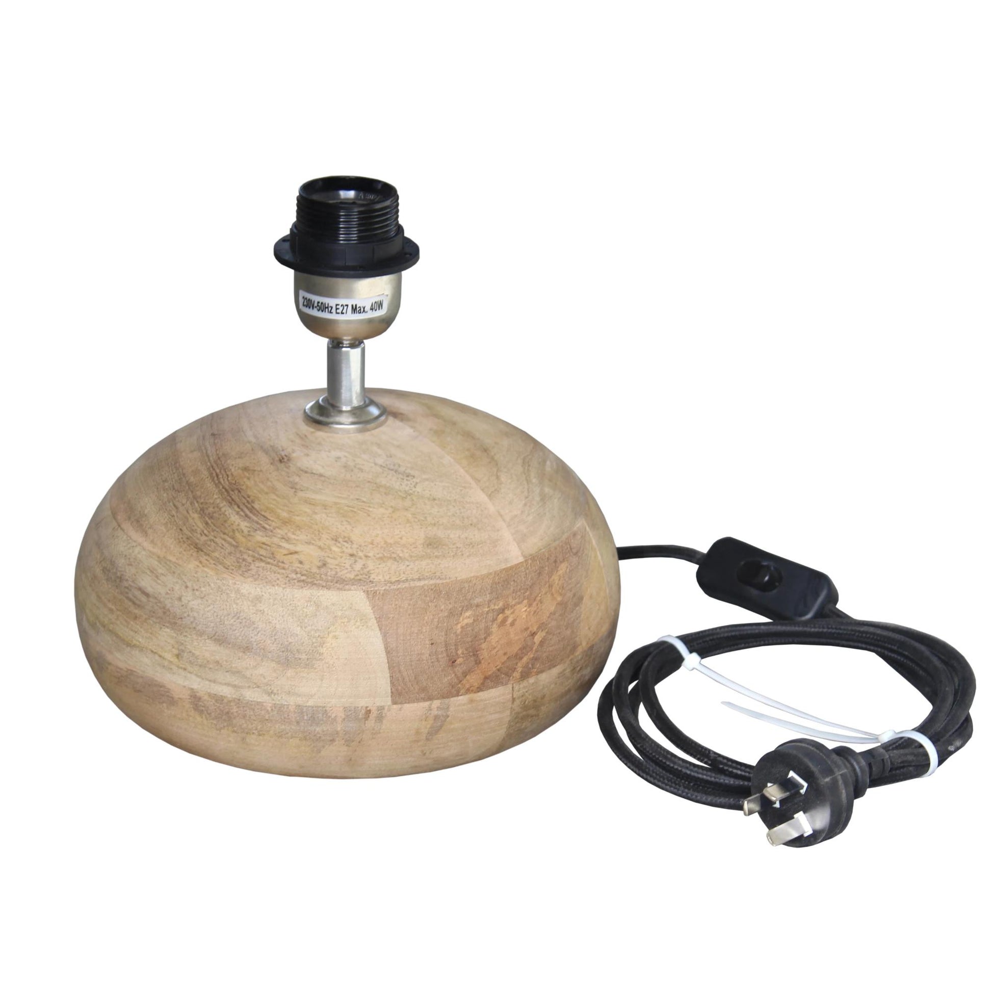 Pebble Small - Natural - Turned Wood Table Lamp-abc
