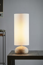 Pebble Small - Natural - Turned Wood Table Lamp-abc