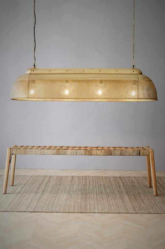 Riva Extra Long - Antique Brass - Perforated Iron Elongated Pendant Light-abc