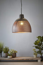 Riva Large - Black/Gold - Perforated Iron Dome Pendant Light-abc