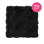Rabbit Fur Cushion - Black-abc