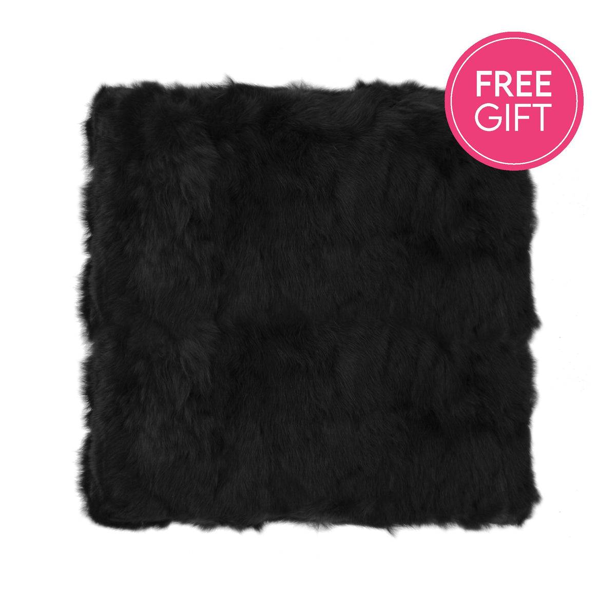 Rabbit Fur Cushion - Black-abc