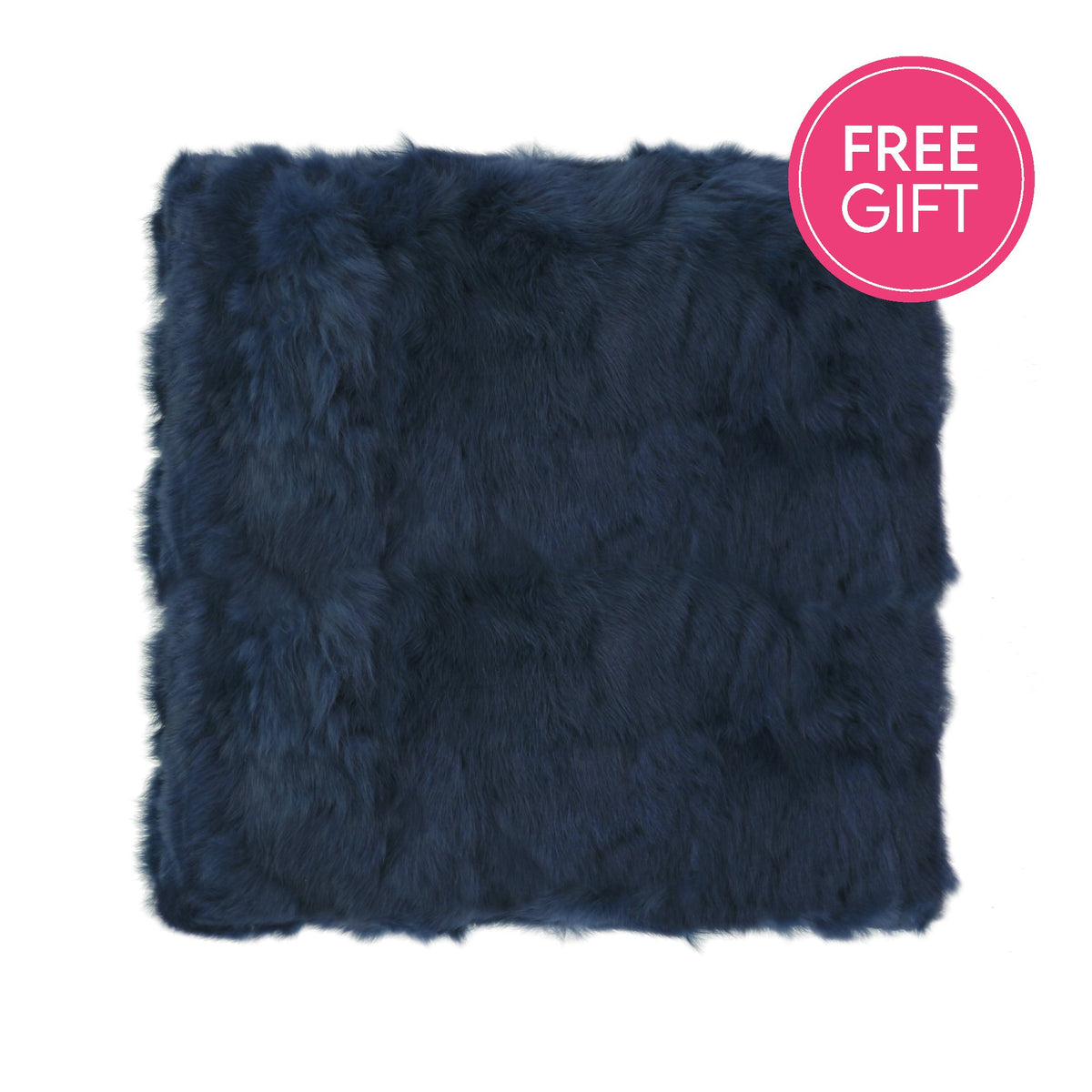 Rabbit Fur Cushion - Navy-abc