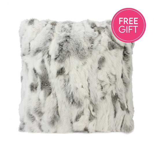 Rabbit Fur Cushion - Siberian Ash-abc