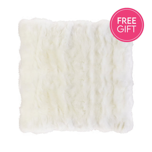 Rabbit Fur Cushion - White-abc
