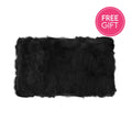 Rabbit Fur Lumbar Cushion - Black-abc