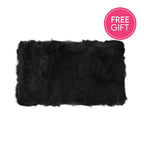Rabbit Fur Lumbar Cushion - Black-abc