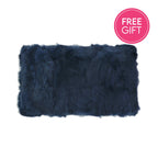 Rabbit Fur Lumbar Cushion - Navy-abc