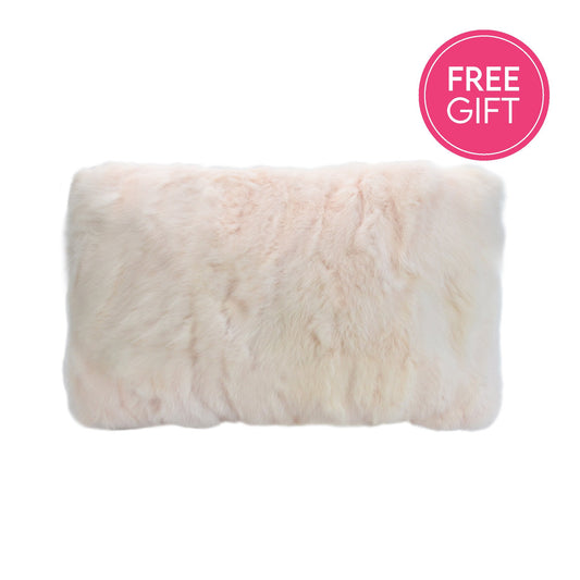 Rabbit Fur Lumbar Cushion - Quartz-abc