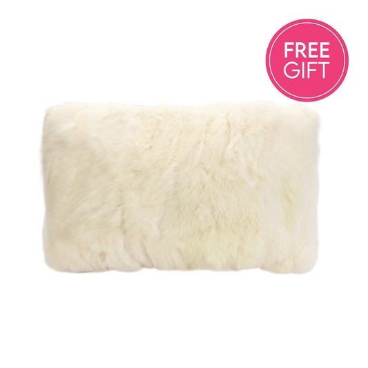 Rabbit Fur Lumbar Cushion - Sand-abc