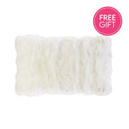 Rabbit Fur Lumbar Cushion - White-abc
