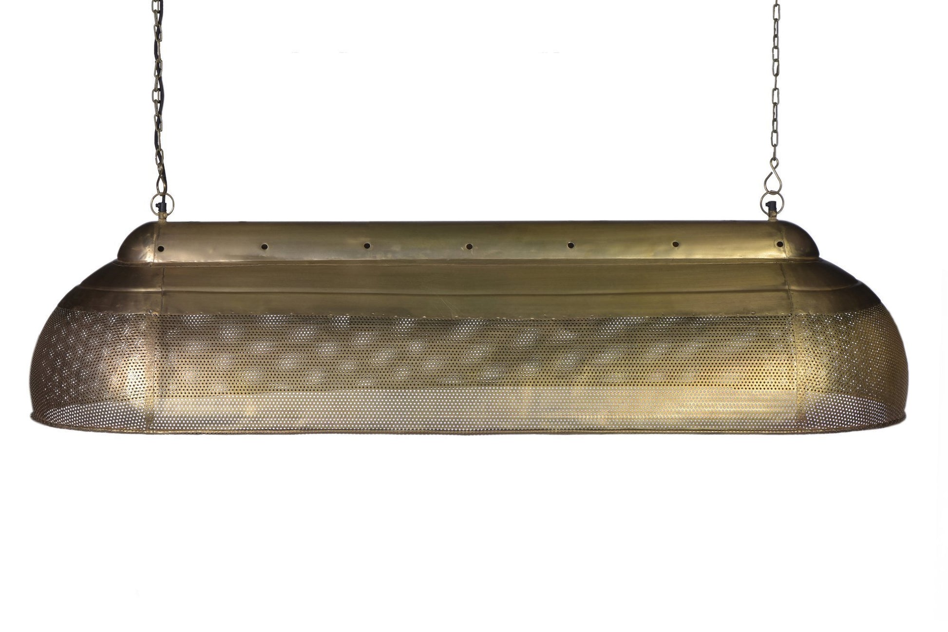 Riva Extra Long - Antique Brass - Perforated Iron Elongated Pendant Light-abc