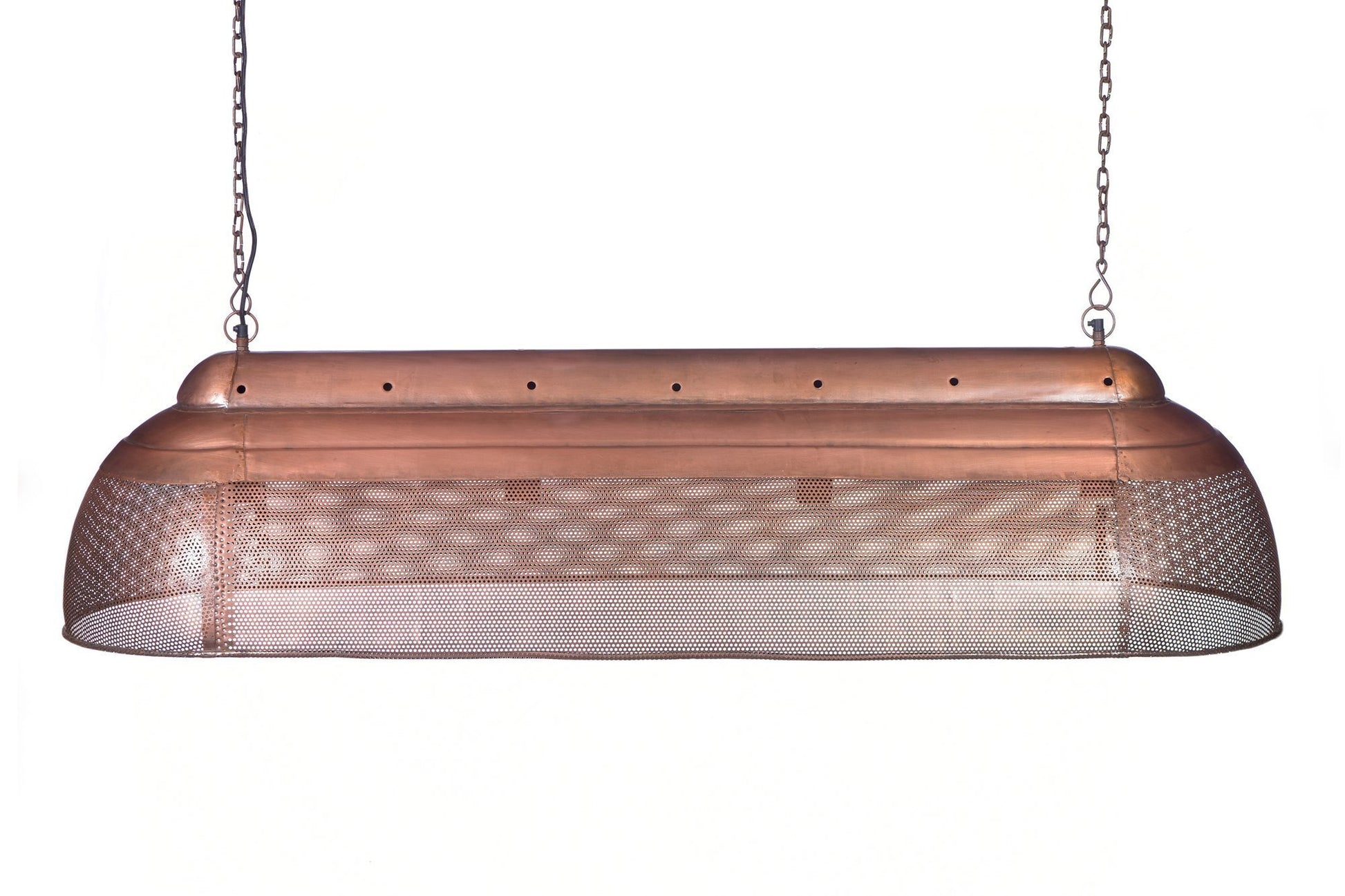 Riva Extra Long - Antique Copper - Perforated Iron Elongated Pendant Light-abc