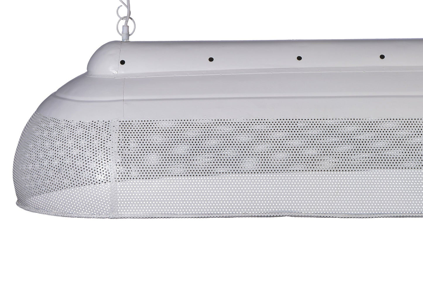 Riva Extra Long - Matt White - Perforated Iron Elongated Pendant Light-abc