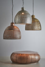 Riva Large - Antique Copper - Perforated Iron Dome Pendant Light-abc