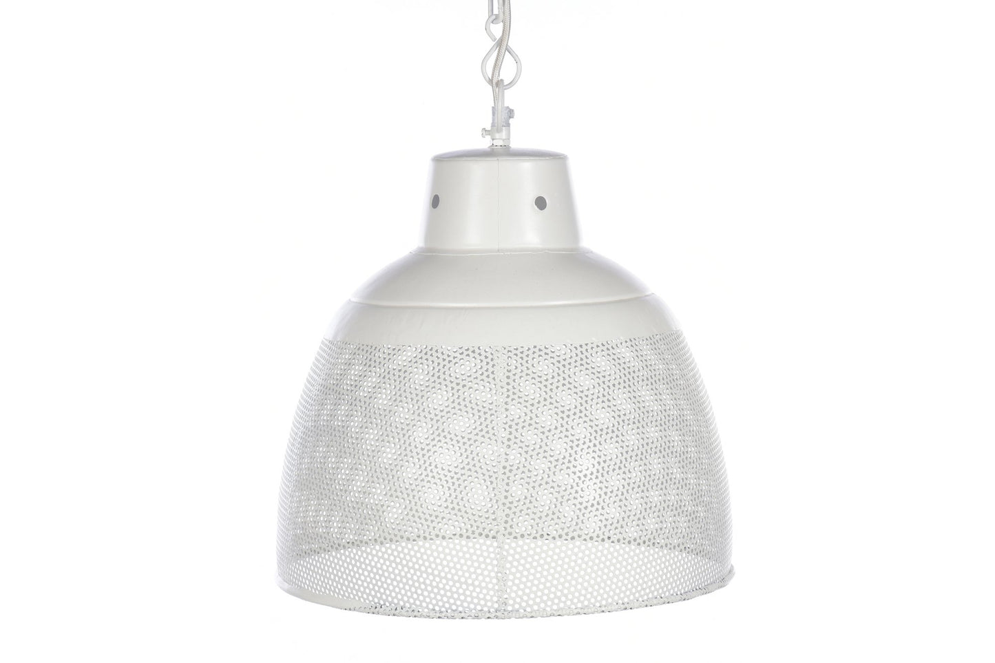 Riva Large - Matt White - Perforated Iron Dome Pendant Light-abc