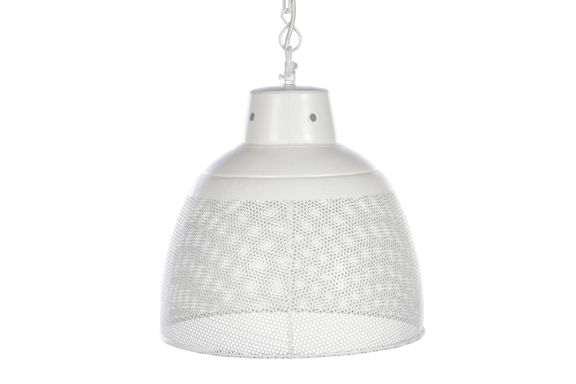 Riva Large - Matt White - Perforated Iron Dome Pendant Light-abc