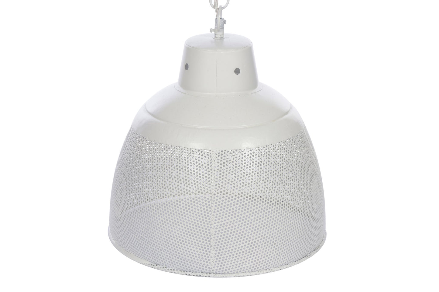 Riva Large - Matt White - Perforated Iron Dome Pendant Light-abc