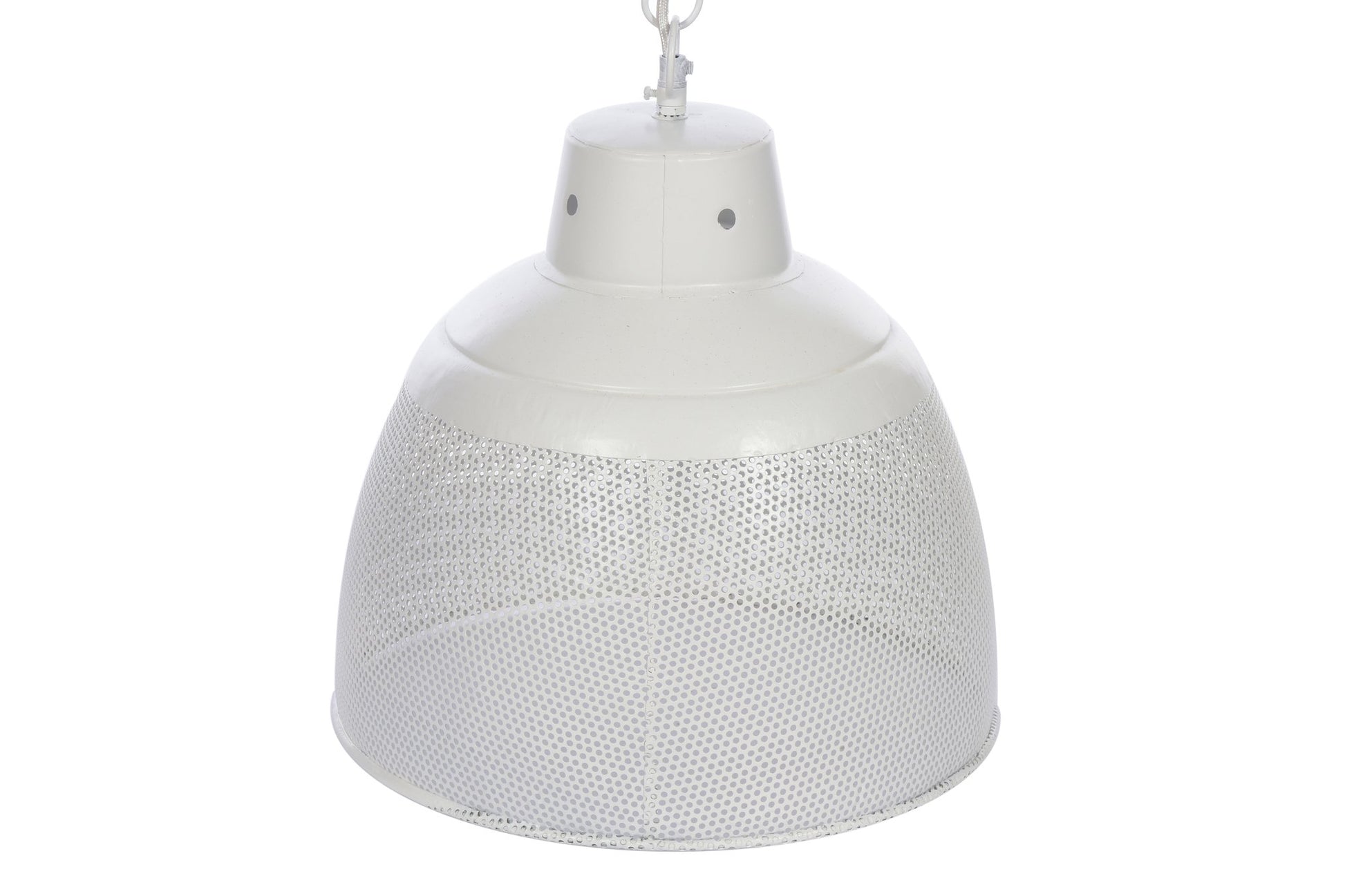 Riva Large - Matt White - Perforated Iron Dome Pendant Light-abc