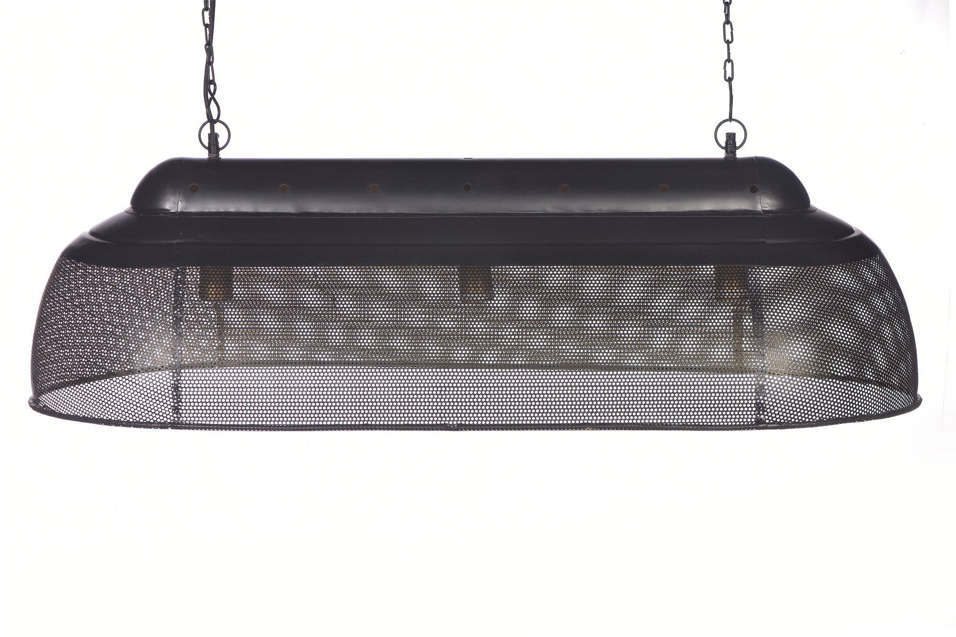 Riva Long - Matt Black/Gold - Perforated Iron Elongated Pendant Light-abc