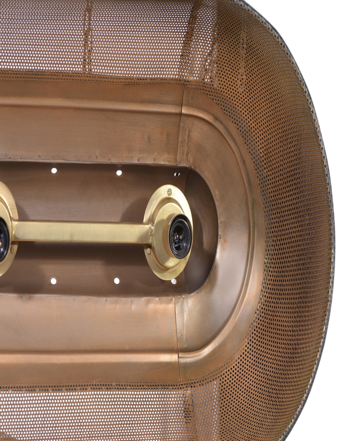 Riva Long - Matt Black/Gold - Perforated Iron Elongated Pendant Light-abc