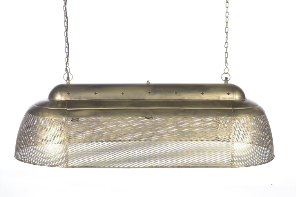 Riva Long - Antique Brass - Perforated Iron Elongated Pendant Light-abc