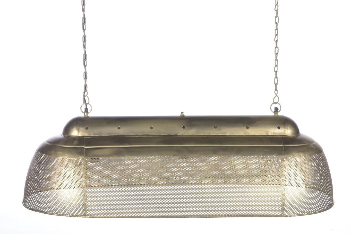 Riva Long - Antique Brass - Perforated Iron Elongated Pendant Light-abc