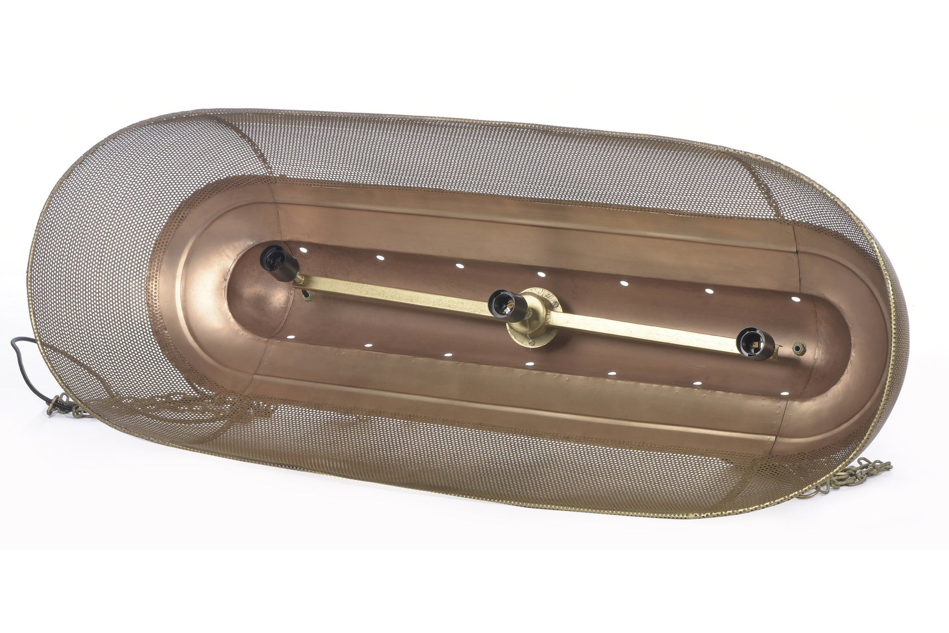 Riva Long - Antique Brass - Perforated Iron Elongated Pendant Light-abc