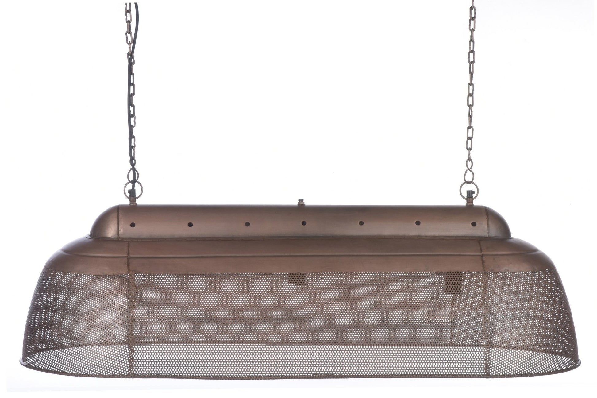 Riva Long - Antique Copper - Perforated Iron Elongated Pendant Light-abc