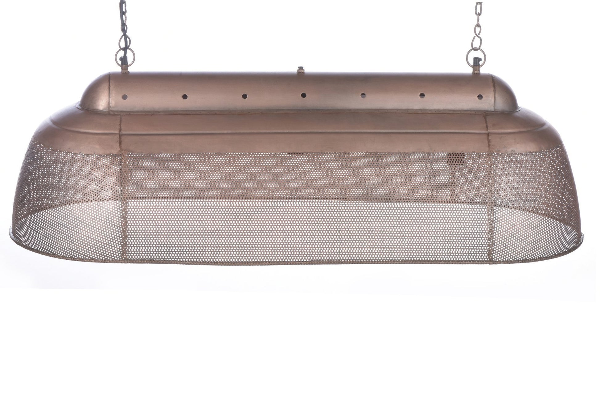 Riva Long - Antique Copper - Perforated Iron Elongated Pendant Light-abc