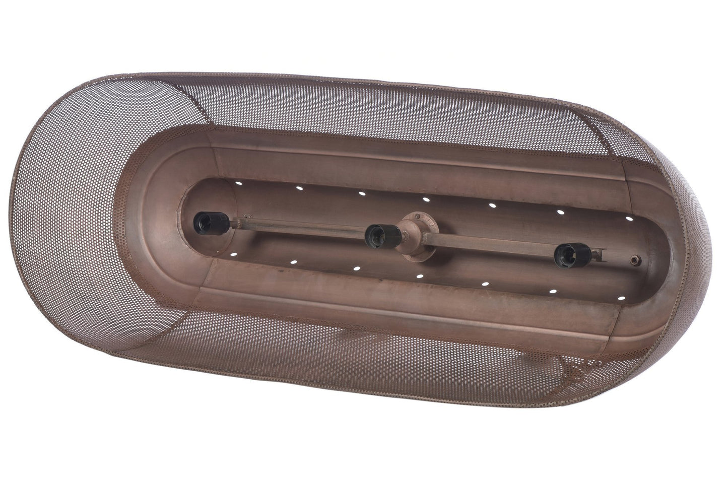 Riva Long - Antique Copper - Perforated Iron Elongated Pendant Light-abc