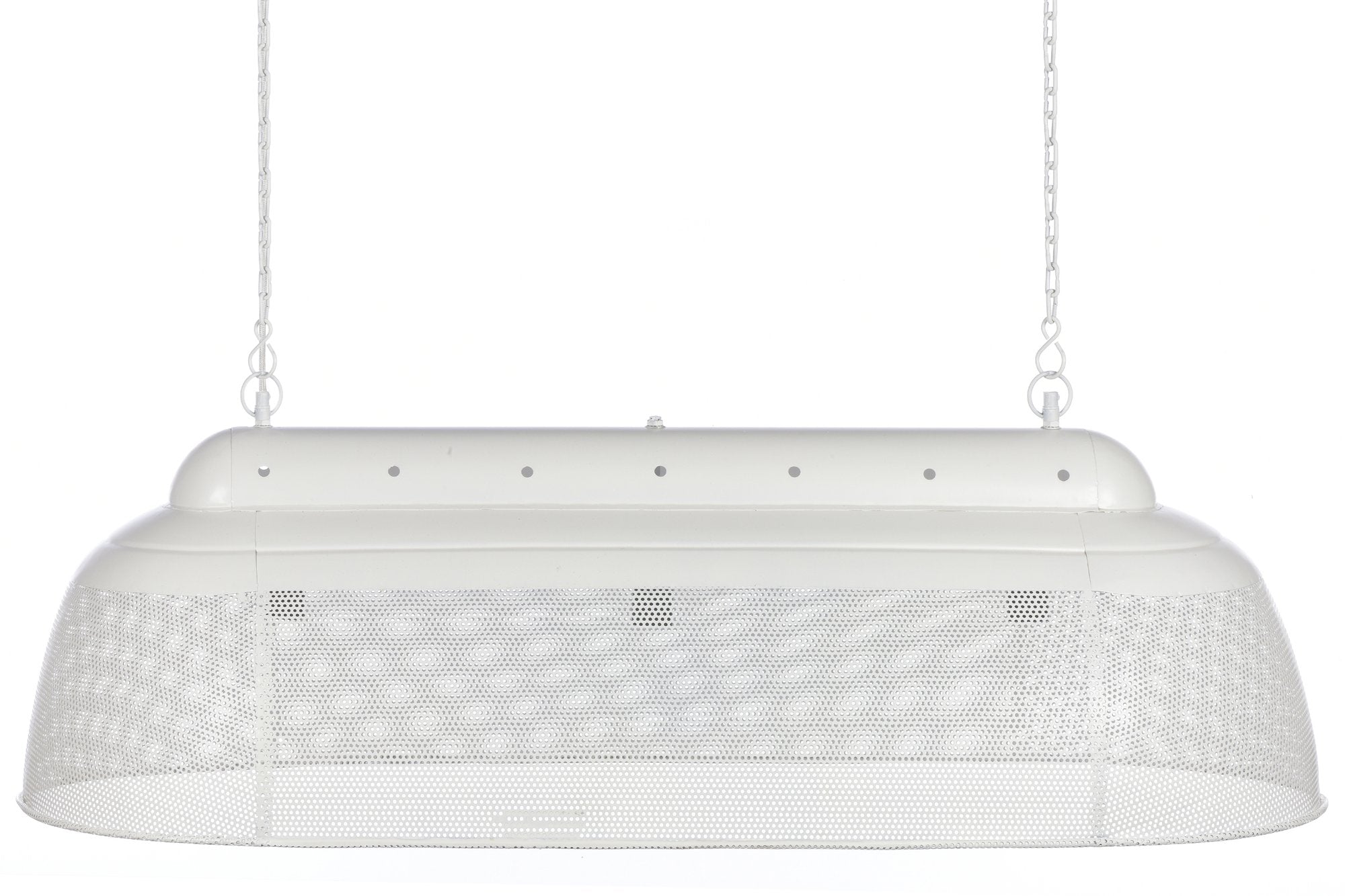 Riva Long - Matt White - Perforated Iron Elongated Pendant Light-abc