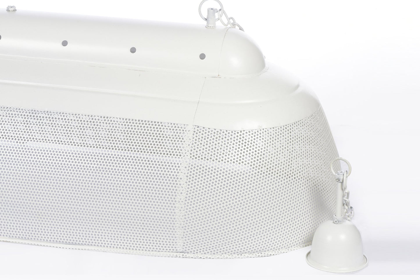 Riva Long - Matt White - Perforated Iron Elongated Pendant Light-abc