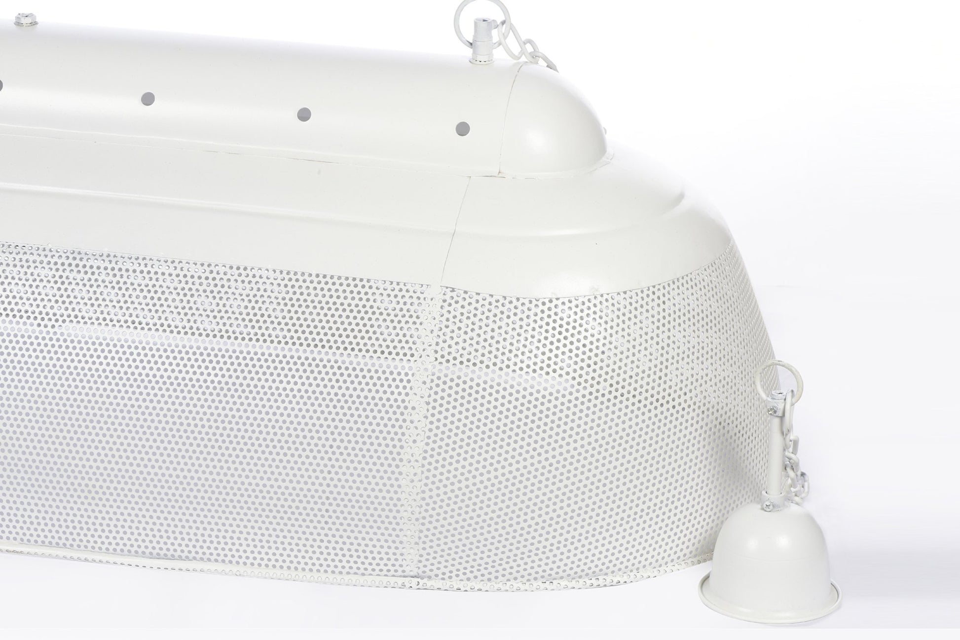 Riva Long - Matt White - Perforated Iron Elongated Pendant Light-abc