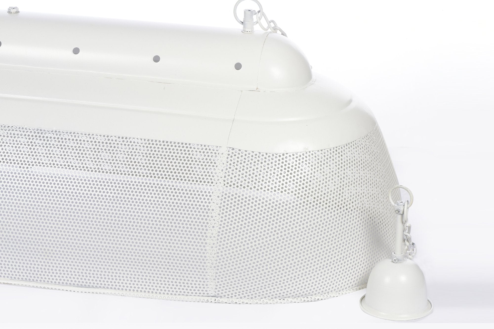 Riva Long - Matt White - Perforated Iron Elongated Pendant Light-abc